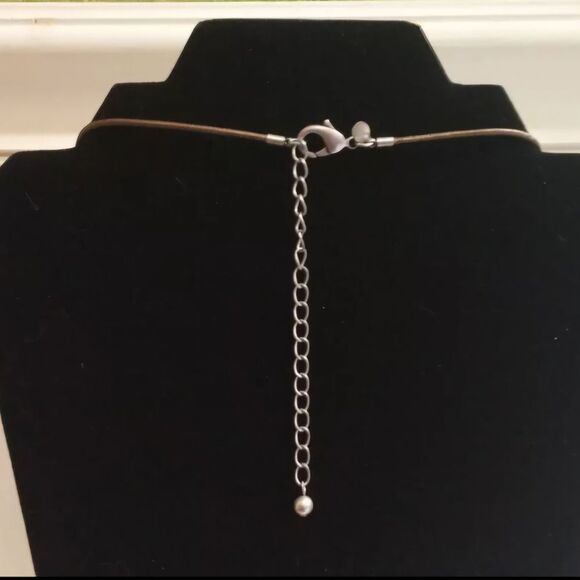 Chico's ST Metal Brown Cord Animal Print  Disk Pendant 20" Necklace w/Earrings - Picture 8 of 8